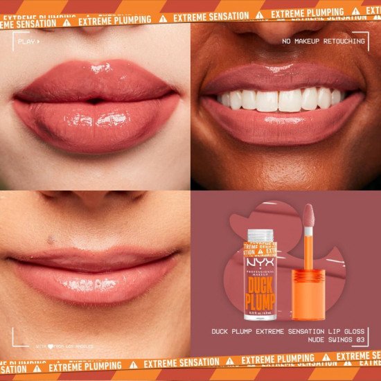 A glossy, a lip gloss, a dak, a lamb from NYX 