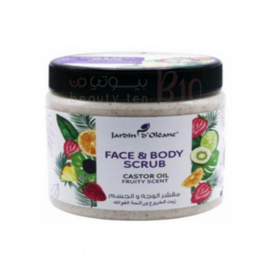 مقشر للوجه والجسم بزيت الخروع ورائحة الفواكه من جاردن اوليان - 500 مل مقشر للوجه والجسم بزيت الخروع ورائحة الفواكه من جاردن اوليان - 500 مل