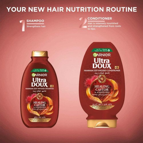 Garnier Ultra de "Bath Oil" Shampoo with Treated Castor and Almond Oils - 200ml