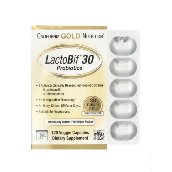 California Gold Nutrition Probiotic – 30 billion forming units, 120 vegetarian capsules