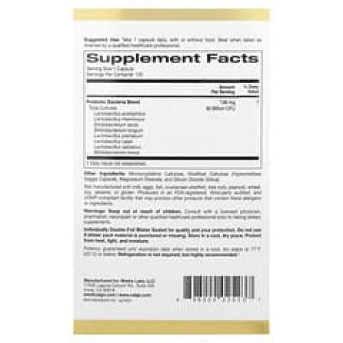 California Gold Nutrition Probiotic – 30 billion forming units, 120 vegetarian capsules