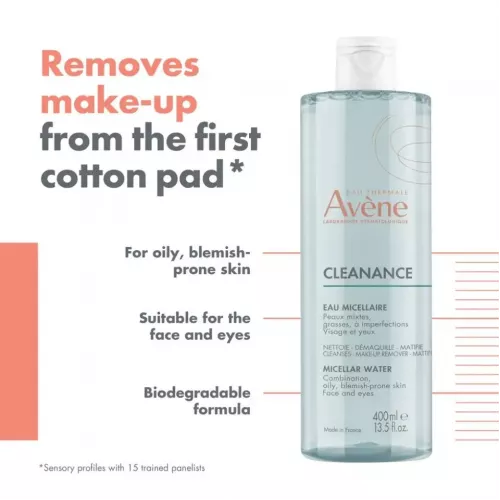 Avene Cleanance Face & Eye Micellar Water For Combination, Oily, Blemish-Prone Skin 100ml