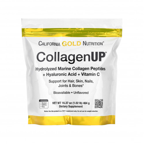 Marine hydrolyzed collagen peptides with hyaluronic acid and vitamin C, flavor-free