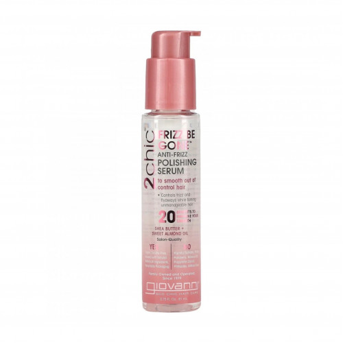 Giovanni 2chic Frizz Be Gone Smoothing Frizzy Hair Serum for Unmanageable Hair, with Shea Butter and Sweet Almond Oil, (81 ml)