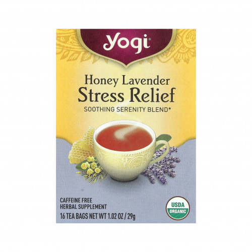 Stress Relief Tea, Lavender Honey, Caffeine Free, 16 Tea Bags, 1.02oz (29g) Stress Relief Tea, Lavender Honey, Caffeine Free, 16 Tea Bags, 1.02oz (29g)