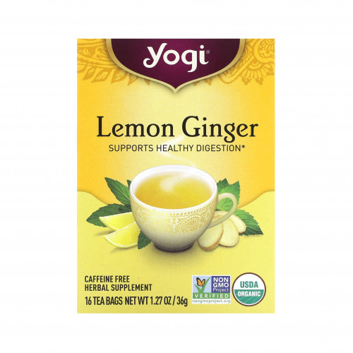 Lemon and ginger tea, caffeine free, 16 tea bags, 1.27 ounce (36 g) Lemon and ginger tea, caffeine free, 16 tea bags, 1.27 ounce (36 g)
