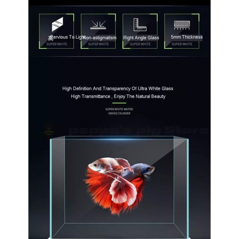 حوض زجاجي سوبر كلير حجم 80x45x45 سم حوض زجاجي سوبر كلير حجم 80x45x45 سم