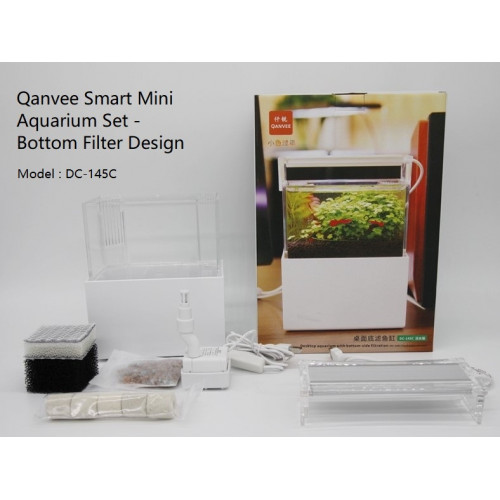 الحوض الكيوت المميز مع فلتر وإضاءة USB من شركة - QANVEE CUTE aquarium