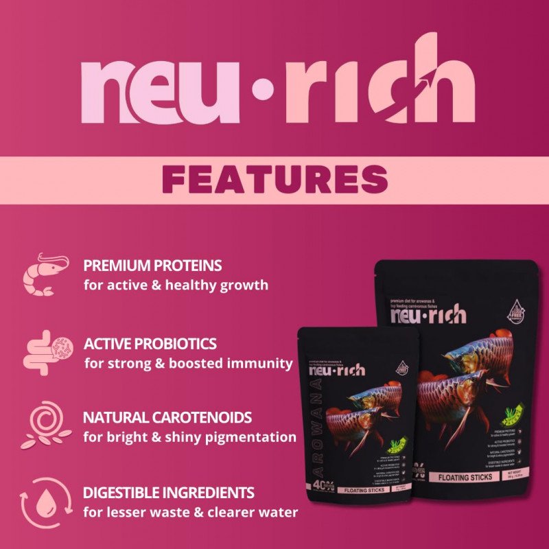 غذاء لأسماك الأروانا حجم وسط وكبير - Neu Rich Arowana Fish Food غذاء لأسماك الأروانا حجم وسط وكبير - Neu Rich Arowana Fish Food