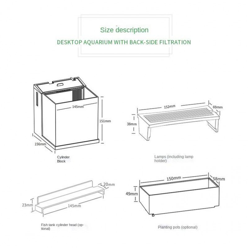 حوض كامل صغير مميز مع فلتر وإضاءة USB من شركة - QANVEE aquarium حوض كامل صغير مميز مع فلتر وإضاءة USB من شركة - QANVEE aquarium