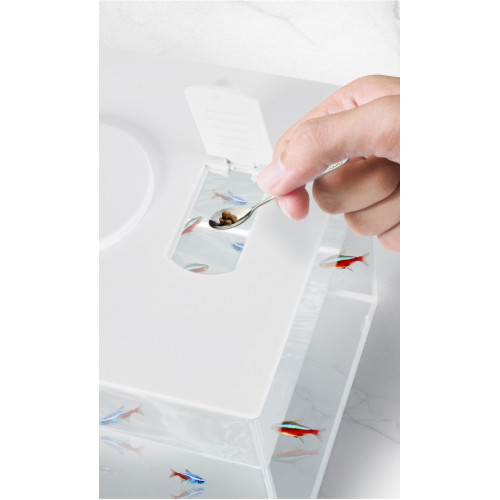 حوض إكريلك كيوت لأسماك الفايتر مع الفلتر والإضاءة أبيض - MINI aquarium