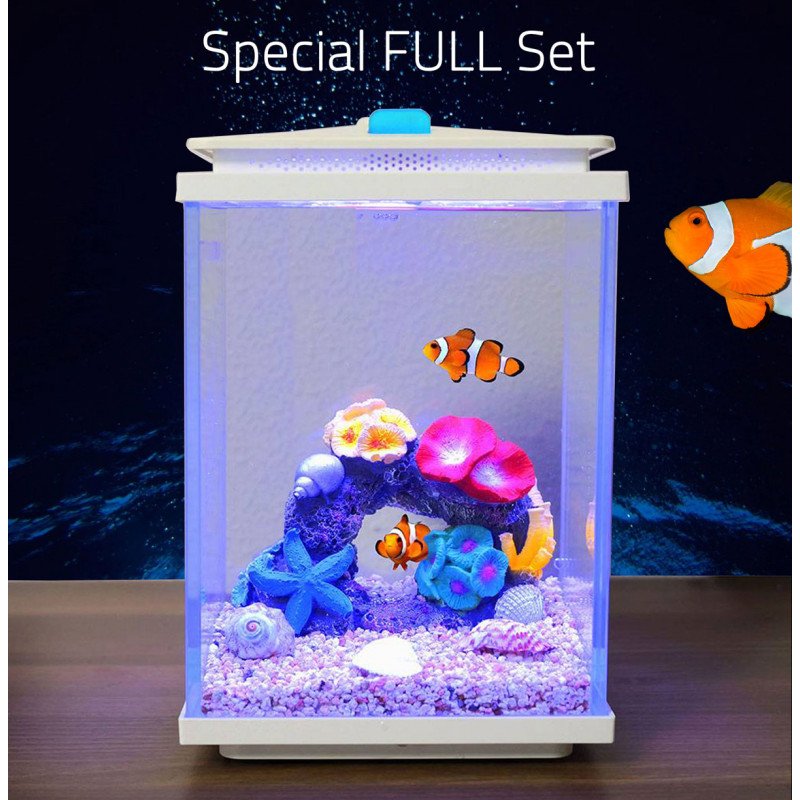 مجموعة حوض زجاجي مع مضخة هواء وفلتر وإضاءة بحرية - QANVEE aquarium مجموعة حوض زجاجي مع مضخة هواء وفلتر وإضاءة بحرية - QANVEE aquarium