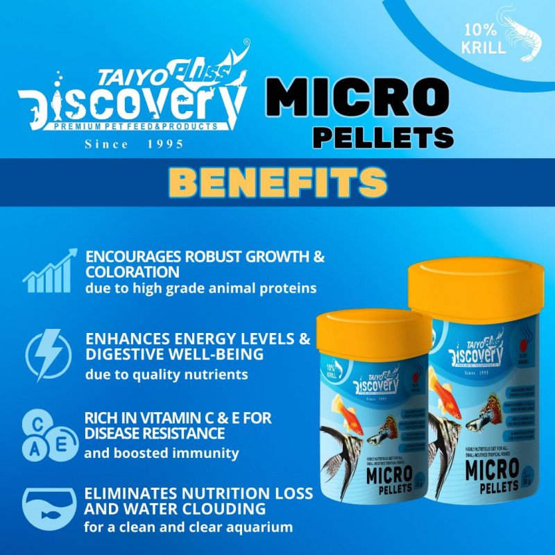 غذاء حبوب للأسماك الأمازونية - Discovery Micro Pellets غذاء حبوب للأسماك الأمازونية - Discovery Micro Pellets