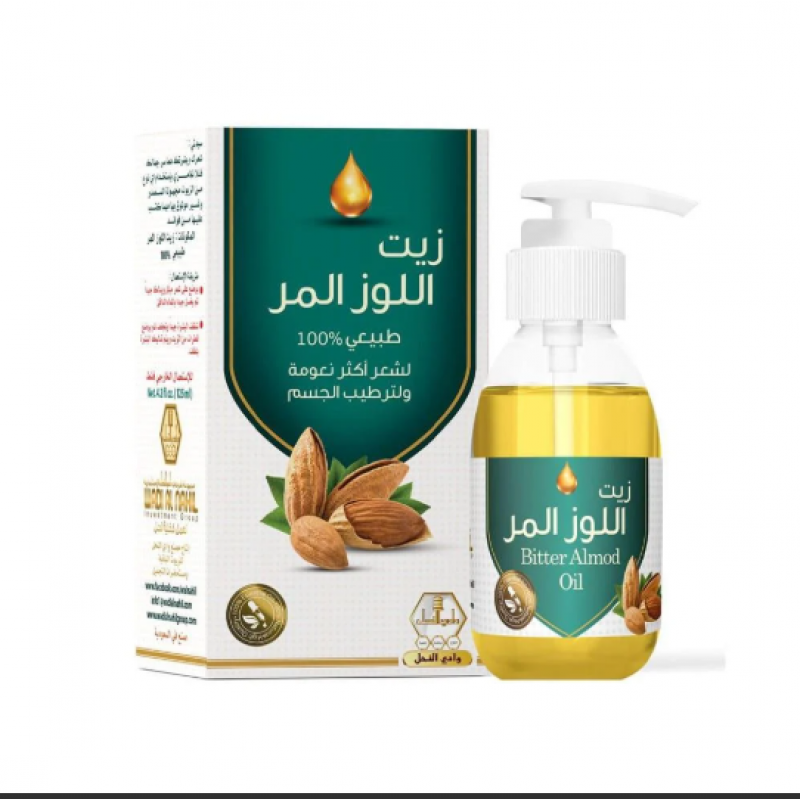 وادي النحل زيت اللوز المر لشعر أكثر نعومه ولترطيب الجسم - 125مل