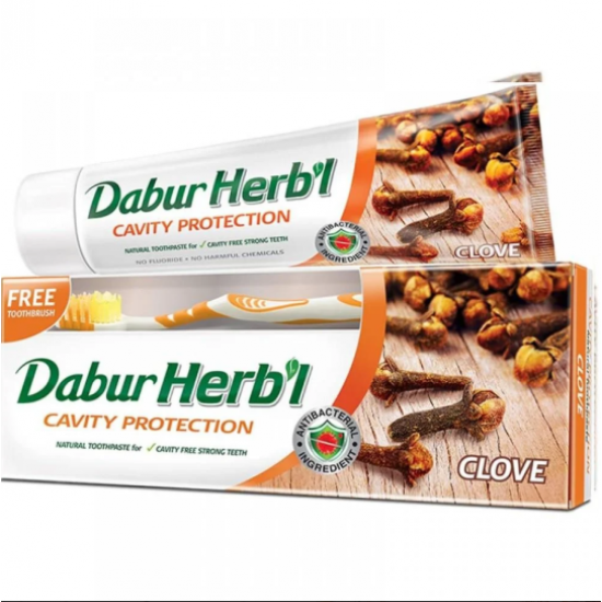 Dabur | Herbal Toothpaste | Clove Extract | With Free Toothbrush | 150g