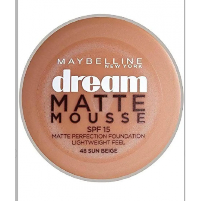 Maybelline New York كريم أساس وبرايمر دريم مات موس من مايبيلين بعامل حماية من الشمس 15، 048 بيج شمسي، 18 مل Maybelline New York كريم أساس وبرايمر دريم مات موس من مايبيلين بعامل حماية من الشمس 15، 048 بيج شمسي، 18 مل