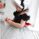 Girls Black & White Polka Dot Wedding Dress with Red Belt - Age 1-2 Years