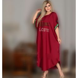 Lacoste Cotton Galabeya - Dark Red / Oudi (Free Size)