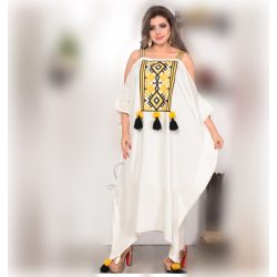 Drop Shoulder Cotton Galabeya - Pure White (Free Size)