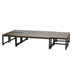 طقم طاولات خدمة 5 قطع خشبي مع قاعدة معدنية طقم طاولات خدمة 5 قطع خشبي مع قاعدة معدنية