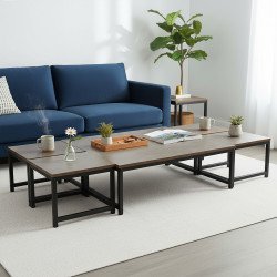 طقم طاولات خدمة 5 قطع خشبي مع قاعدة معدنية طقم طاولات خدمة 5 قطع خشبي مع قاعدة معدنية