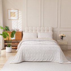 بطانية نيوم فرو فاخرة بملمس مخملي 200×230 سم - كريمي منقوش