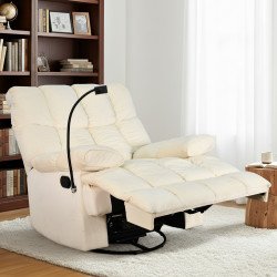 كرسي استرخاء فخم هزاز دوار بحامل جوال أوف وايت كرسي استرخاء فخم هزاز دوار بحامل جوال أوف وايت