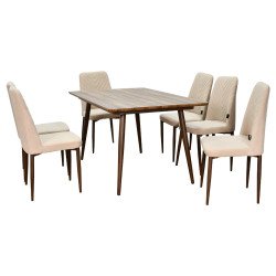 طاولة طعام خشب 6 كراسي بيج