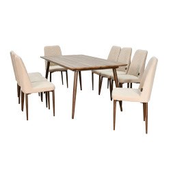 طاولة طعام خشبية 10 كراسي بيج