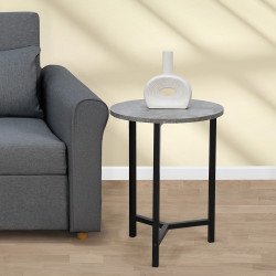 طاولة مفردة دائرية من الخشب والمعدن رمادي طاولة مفردة دائرية من الخشب والمعدن رمادي