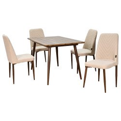 طاولة طعام خشب 4 كراسي بيج