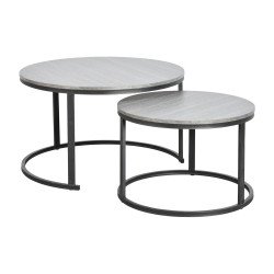 طقم طاولات خدمة 2 قطعة خشبي رمادي