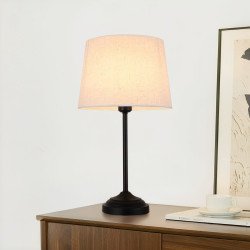 أباجورة طاولة معدنية تصميم أنيق 55 سم - اسود وبيج