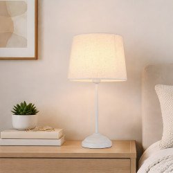 أباجورة طاولة معدنية تصميم أنيق - أبيض