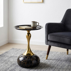 طاولة قهوة مفردة ستيل دائرية مودرن أسود 56×40 سم طاولة قهوة مفردة ستيل دائرية مودرن أسود 56×40 سم