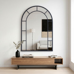 مرآة جدارية بإطار معدن عصري - ديكور حائط 92×60 سم - أسود