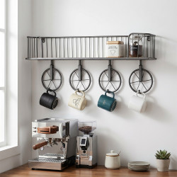 رف جداري بعلاقات ديكور حائط عصري - أسود رف جداري بعلاقات ديكور حائط عصري - أسود