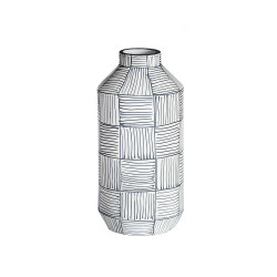 فازة ورد فخار تصميم عصري - أبيض وأسود فازة ورد فخار تصميم عصري - أبيض وأسود