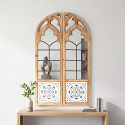 ديكور مرآة حائط اطار خشب 70×120 سم - خشبي