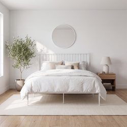 هيكل سرير ابيض 200×180 سم هيكل سرير ابيض 200×180 سم