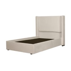 سرير خشبي بتنجيد مخملي عصري 120×200سم - بيج