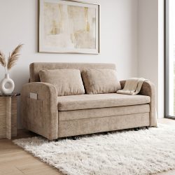 كنبة سرير مودرن قابلة للسحب تصميم أنيق - بيج