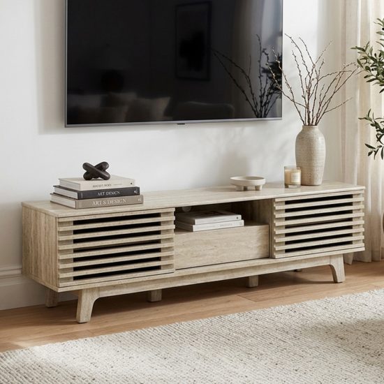وحدة تلفاز خشبية بيج 160 سم