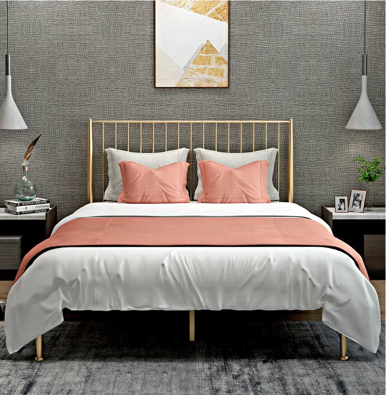 سرير معدن أصفر 200x180 سم سرير معدن أصفر 200x180 سم