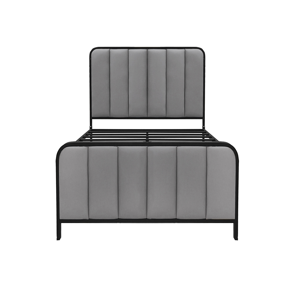 هيكل سرير معدني منجد رمادي غامق 120x200 سم هيكل سرير معدني منجد رمادي غامق 120x200 سم