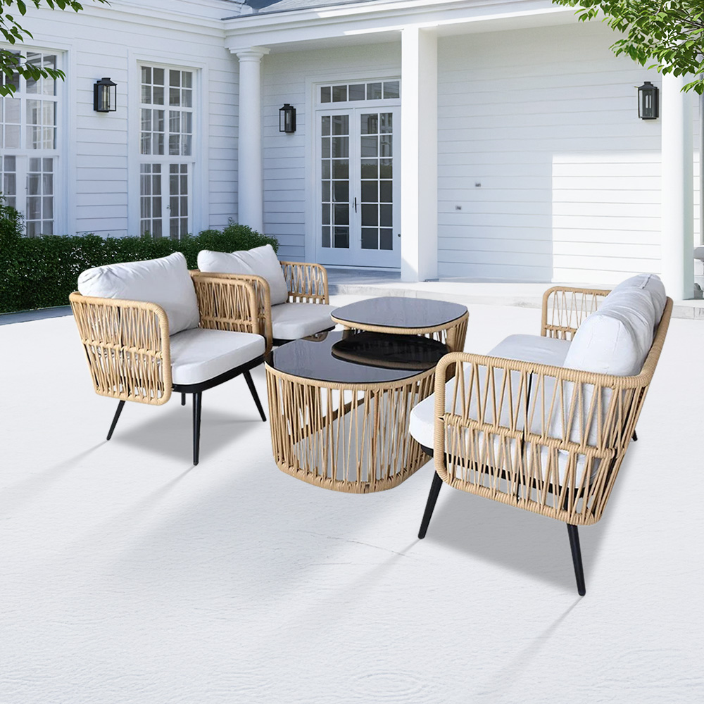 جلسة حديقة 4 مقاعد بيج / رمادي جلسة حديقة 4 مقاعد بيج / رمادي