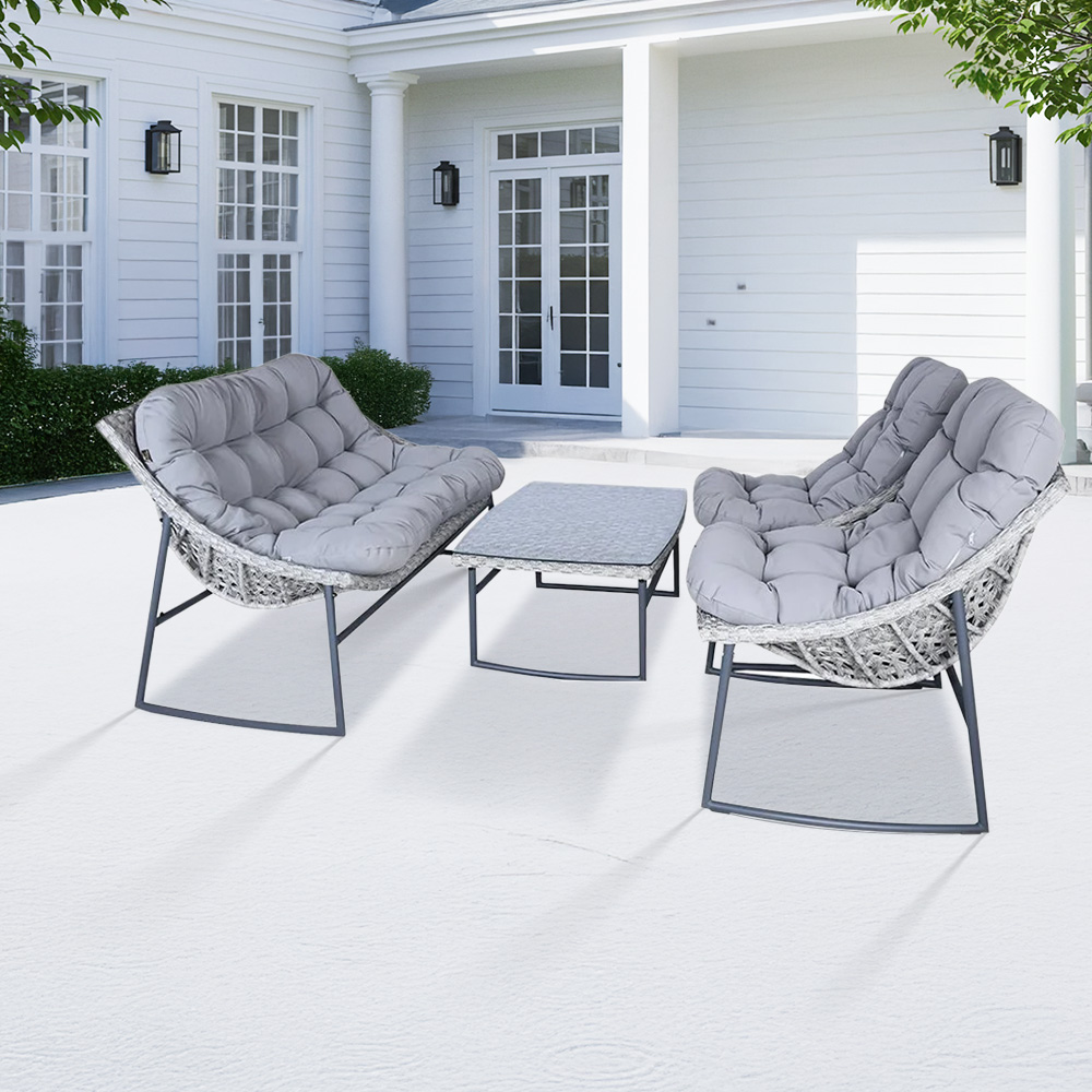 جلسة حديقة 4 مقاعد رمادي فاتح جلسة حديقة 4 مقاعد رمادي فاتح