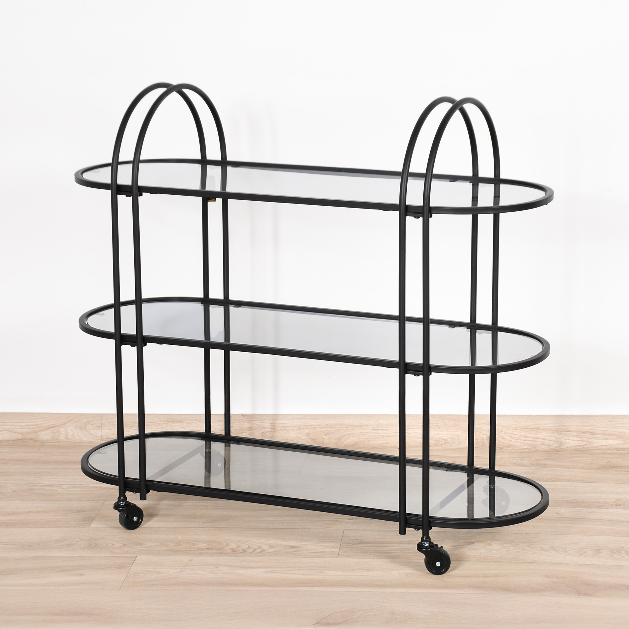 عربة تقديم 3 أدوار من الزجاج والمعدن عربة تقديم 3 أدوار من الزجاج والمعدن