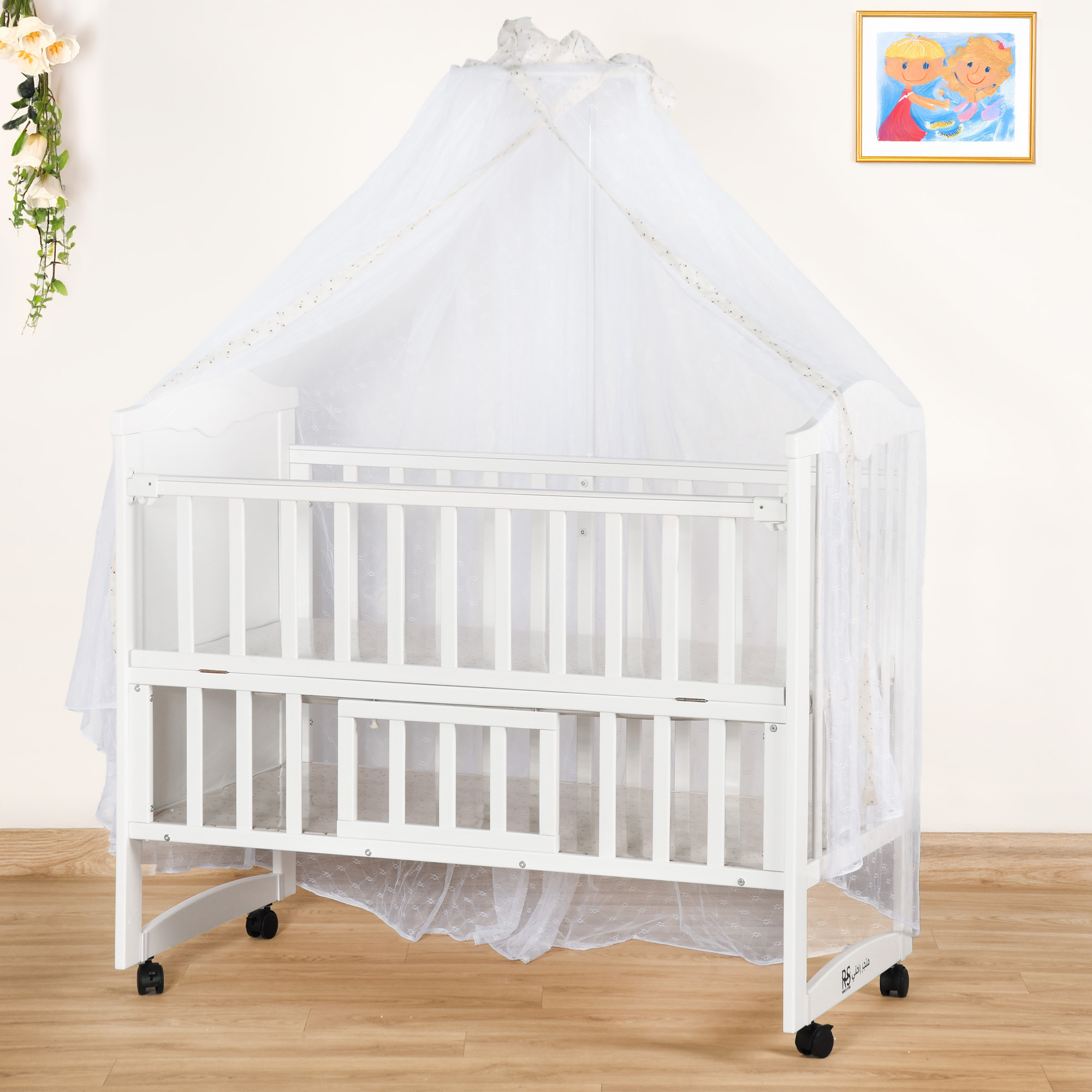 سرير أطفال بناموسية 2 دور من الخشب سرير أطفال بناموسية 2 دور من الخشب