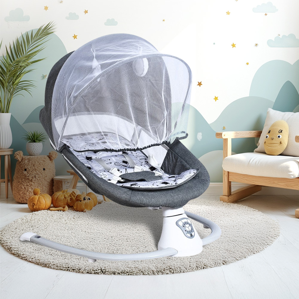 سرير وكرسي أطفال بناموسية هزاز مع ريموت سرير وكرسي أطفال بناموسية هزاز مع ريموت